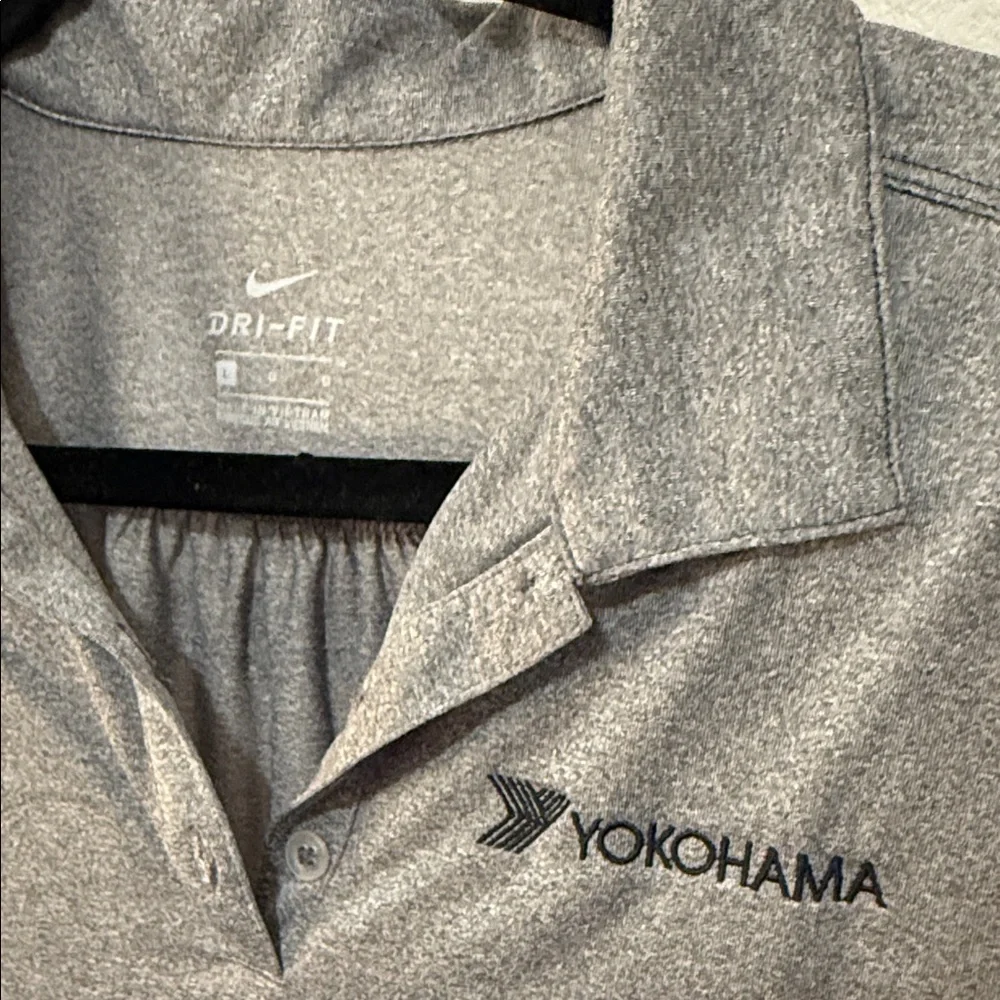 Nike Dri-Fit Women’s Heather Gray Yokohama Tires Polo Shirt Size Large